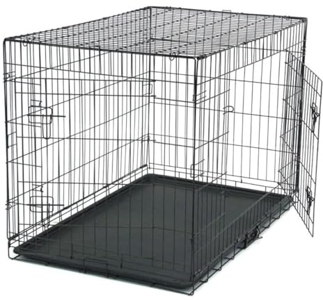 TactFire Hundekäfig Faltbar klappbar mit 2 Türen,Hundehöhle Hundebox Auto mit Bodenschale ((XL) 107 x 68 x 75 cm)