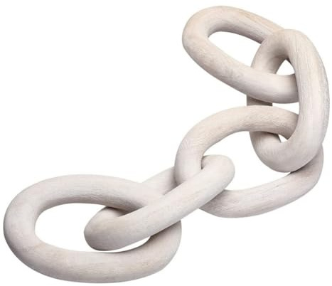 Hanabitx Wood Chain Link Decor,21.6 Hand Carved Decorative Wood Chain,Contemporary Home Decor for Farmhouse Shelf&Side Table A Durable