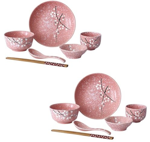 LIFKOME Posate in Ceramica Per Uso Domestico Set Di Stoviglie in Stile Giapponese Rosa Utensili Per Servire Cibo Adatto Per Feste e Ristoranti Regalo Raffinato Per Amici