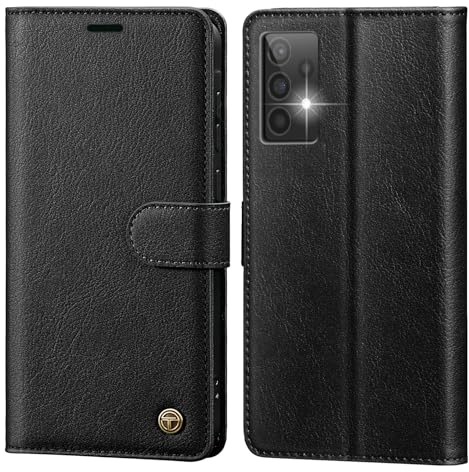 CASBST Handyhülle für Samsung Galaxy A52/A52s 4G/5G Hülle mit Panzerglas Leder Schutzhülle Klappbar mit Kartenfach Ständer Magnet Handytasche mit RFID Klapphülle für Samsung A52/A52s Schwarz
