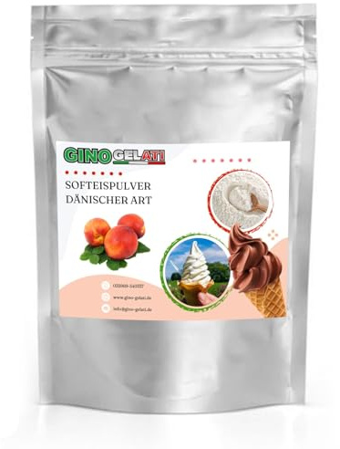 Gino Gelati Dänisches Softeis Pulver, fruchtiger Geschmack, verschiedene Geschmacksvarianten, schnell und einfach Zubereitet, Made in Germany, Eis selber machen (1 Kg, Nektarine)