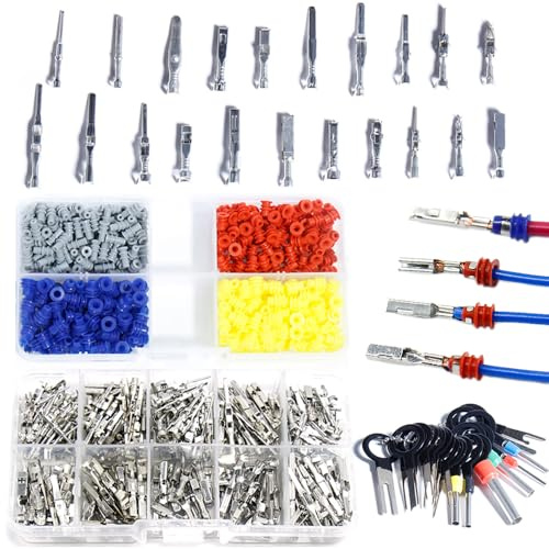 shengbowi Steckverbinder Pins Kit Gecrimpter Anschlussstift Automobil Auto Elektrik 1/1,5/1,8/2,2/2,3/2,5/2,8/3,5mm männliche und weibliche Drahtdichtungen Entfernen Werkzeugsatz Motorrad ATV Draht Ni
