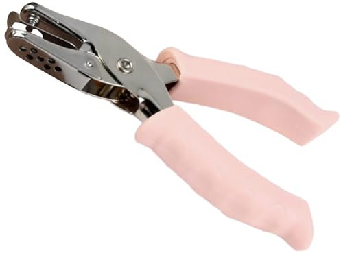 Single Hole Paper Puncher 3mm, Pink Handheld Circle Puncher with Soft Grip, Ticket Punch, Hole Pliers, Small Hole Punch for Children to DIY Dandmade Invoices Greeting Cards Gift Tags and Clipboards
