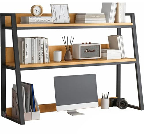 FDSAGHJ Ladder Desktop Bookshelf, 3-Tier Computer Desktop Bookcase Desk Organizer Shelf Multipurpose Countertop Display Storage Rack for Home Office Dorm(B,75x32x90cm)