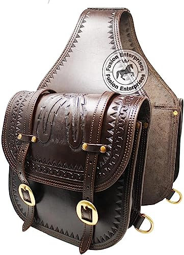EQUIEMPRESS Western Satteltasche aus Leder für Pferde | Reitspaß, Wanderritt, geeignet für Reiten und Fassrennen | Satteltasche mit verstellbarem Riemen, Größe: 10x10x3 AZ-100