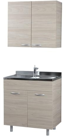 Cucina in Kit 80 cm Olmo con Mobile Sottolavabo e Pensile Scolapiatti - Moderna e Funzionale