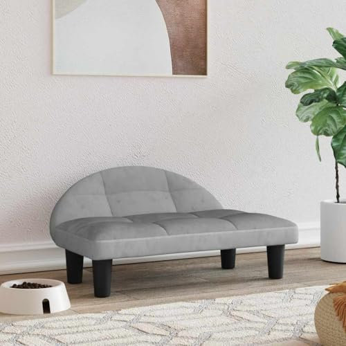 FENLAX Hundesofa Bequeme Haustierbett Samt Hundecouch Welpenbett Haustiersofa Hundehütte für Große Mittelgroße Hunde Modernes und Elegantes Design Hellgrau 70x52x30 cm