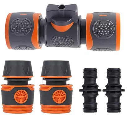5 Pack Garden Hose Connector with Control Valve,2Pcs End Quick Connectors for Hose Pipe Fitting 1/2 Plastic Tap Connector and 2pcs Double Male Hose Connectors,Control and Block Water Flow