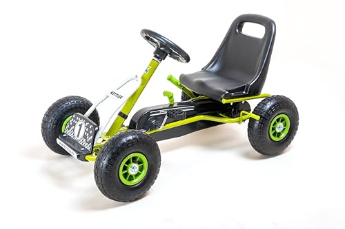 KETTLER Kettcar Retro | Go-Kart | mit Handbremse & Luftbereifung (Grün)