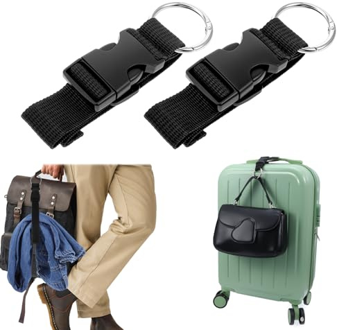 2 PCS Add a Bag Luggage Straps for Suitcases, Adjustable Suitcase Belt Straps, Jacket Holder Strap Backpack Travel Attachment Accessories for Connecting Luggage Easy to Carry Your Extra Bags (Black)