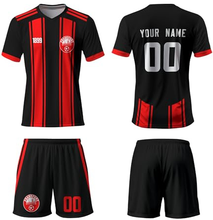 Generisch Personalisierte Fußball Trikot-Set – Trikot Geschenk für Kinder, Herren & Damen – Mit Namen, Nummer & Wunschmotiv – Fantrikot‑Set aus 100 % Polyester – atmungsaktiv