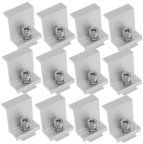 TOYZFRIENDY 12pezzi Clip Per Supporto Pannello Solare in Lega Di Alluminio Fibbia Fissa Per Rack Pannello Solare Domestico Morsetto Di Messa Terra Per Staffa Batteria Clip Per Staffa Fissa