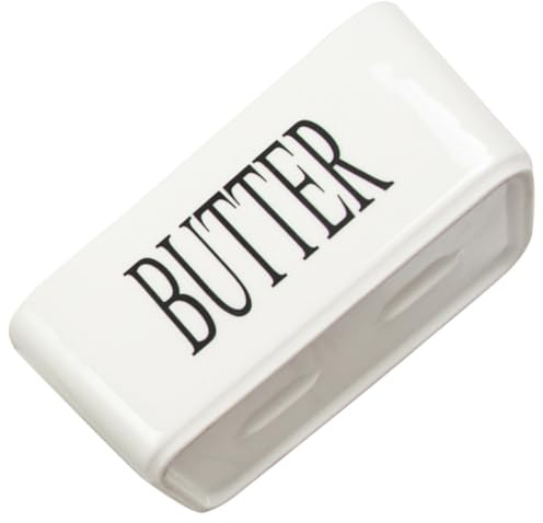 MUCKLILY Porta Burro in Ceramica Rettangolare Bianca Per Conservazione e Taglio Burro Facile Da Pulire Resistente e Adatto Tavola Quotidiana
