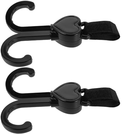 MOTHNUR Ganchos para Cochecito de Dobles 2 Piezas Clips Mosquetón Negros Resistentes Accesorios Aplicables para Bolsas y Juguetes Ideales para Paseo y Viaje