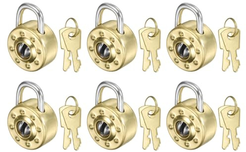 PATIKIL 6Pcs Mini Diary Padlock, Small Metal Diaries Lock Mini Keyed Padlocks with 2 Keys for Diary Book Suitcase Jewelry Box Backpack Luggage, Gold