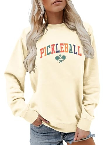 Generisch Sweat-shirt tendance 2026 avec imprimé col rond, pull décontracté coupe ample, doux et confortable, manches longues, vêtements streetwear pour femme - parfait pour tout le monde, beige, XXL