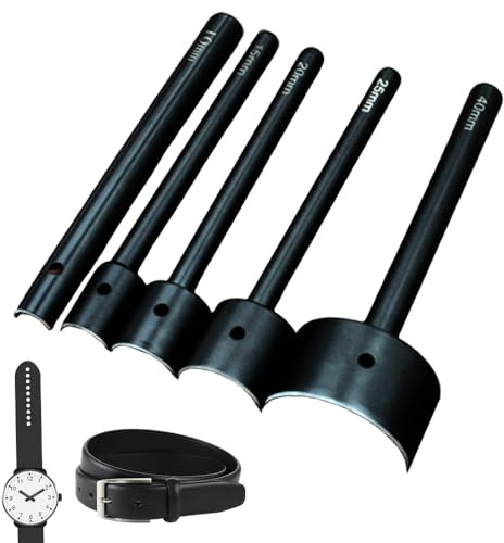 5 Stück Halbrunde Schwarz Lochstanzer, 10/15/20/25/40 mm Kohlenstoffstahl Locheisen Set Leder, Lochstanzer Halbrund für Gürtel Brieftaschen Lederhandwerk Uhrenarmbänder