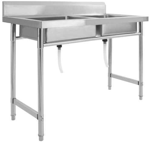 Emmtore Fregadero de Cocina con Doble Seno Pila Lavabo Alberca de Cocina Baño Servicio Grifo Lavar Olla Platos Integrado Acero Inoxidable