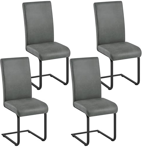 Yaheetech Pack de 4 Sillas de Comedor Cocina Moderna Tapizada de Tela Gris