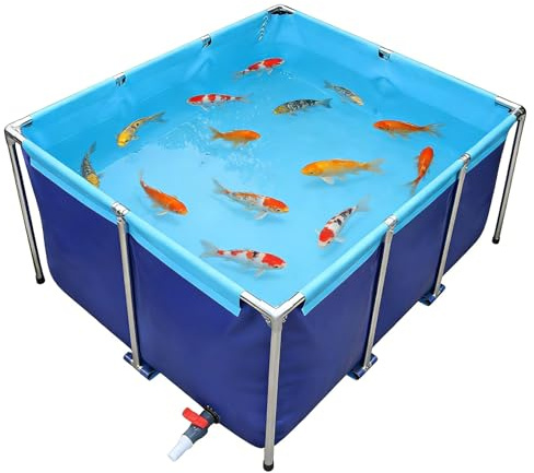 JS Space Piscine Hors Sol Piscine Tubulaire Rectangulaire Cadre Métallique Parois en PVC Montage Facile 120×100×80cm