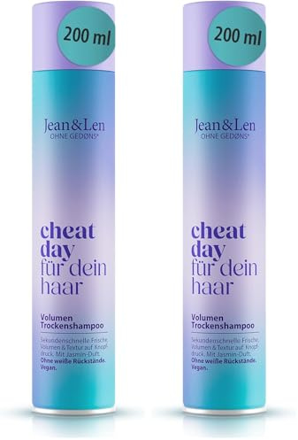 Jean & Len Trockenshampoo Volumen, leicht auszubürsten, sorgt für Textur & Griffigkeit, mit sofort Frische-Effekt, frischer und blumiger Duft, ohne Parabene & Silikone, vegan Dry Shampoo, 200 ml