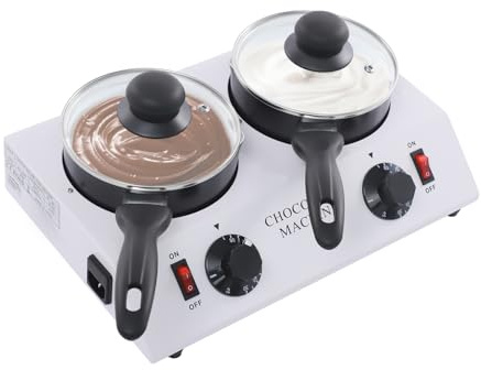 Electric Chocolate Melting Machine, Non-Stick Chocolate Melting Pot with Adjustable Temperature 30-85°C, 40W Chocolates Warmer with Lid, Food Melter for Home Baking, Fondue Candy Butter Cheese (2 pot)