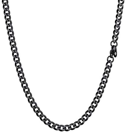 Prosteel Halsband med pansarkedja rostfritt stål för män, pansarkedja, guldpläterat svart, bredd 4,8/6/10 /14 mm, längd 36/46/51/55/61/66/71/76 cm