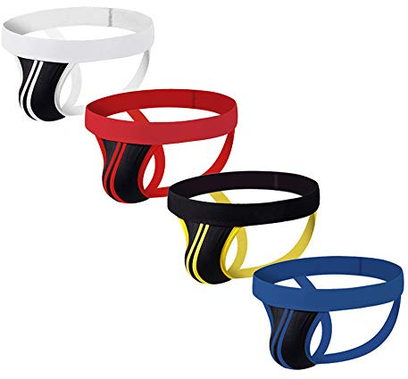 Summer Code herr bomull jockstrap 4-pack / 2-pack strimlad underkläder, M