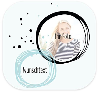 Herz & Heim® Flaschenetikett mit Foto und Ihrem Wunschtext - zum Geburtstag oder Hochzeit (Kreise)