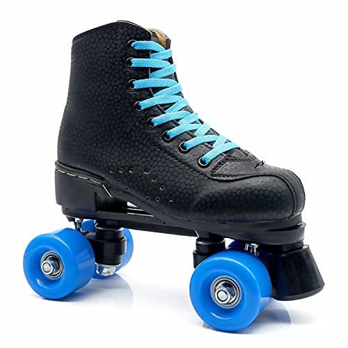 JianJud Rollschuhe PU Leder High-top für Indoor Outdoor Rollschuhe Klassische 4 Rollen Skating Roller Leder Skates Glänzend Rollschuhe für Damen Herren Jungen Mädchen D,41
