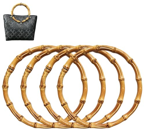 Spldsun 4 Pack Handtasche Griffe Ersatz, Runde Bambus Handtasche, Taschengriffe Rund Holz, für DIY Taschenherstellung Zubehör