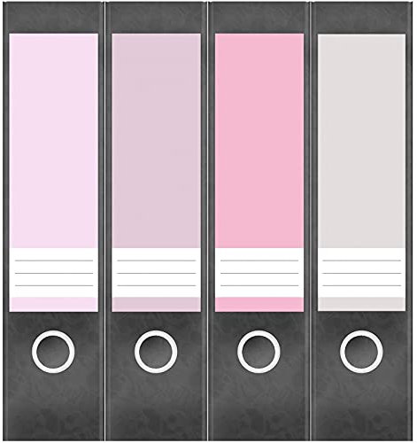 Ordneretiketten breit selbstklebend - Pastell Rosa Mix - 4 Etiketten für Aktenordner | Design Ordnerrücken Ordner Aufkleber beschriftbar, ca. 19 × 6 cm – Made in Germany