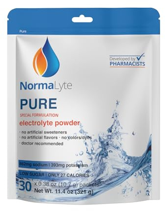 NormaLyte Pure - Electrolyte Powder Packets | Clinically Studied Electrolyte Drink Mix | 30 Count Effective Hydration Sticks