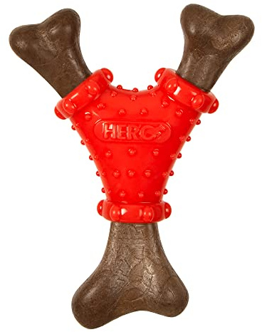 Hero Bonetics Noisy Joint Wishbone - Promotes Healthy Teeth, Gums and Mind - Bacon Flavor - for Medium Dogs