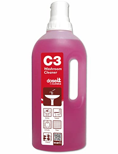 C3 Washroom Cleaner - Concentrated Liquid for Cleaning and Descaling Washroom Surfaces such as Disinfecting Toilets, Urinals, Sinks, Baths, Showers, Tiles & Washroom Floors