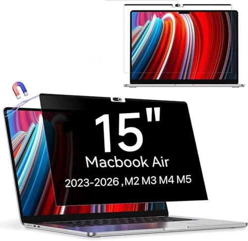 Protescreen Magnetic Privacy Screen Filter Compatible with MacBook Air 15 Inch (2023-2026, M2 M3 M4 M5), Removable Screen Protector Anti Spy Blue Light Glare Shield Film Laptop Privacy Filter