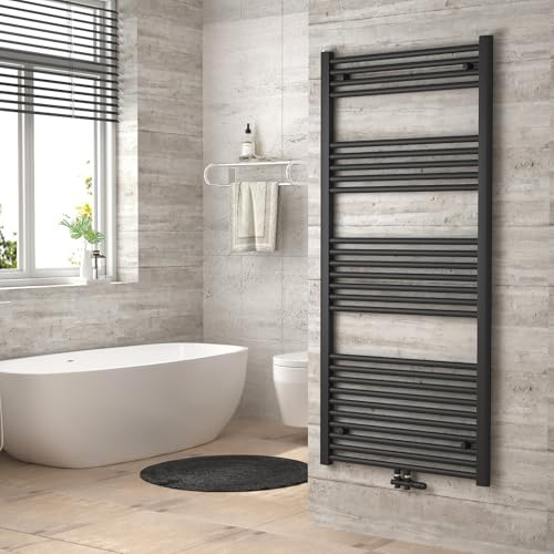 Heilmetz Anthrazit BadHeizkörper 60 x 140 cm Handtuchtrockner Bad-Heizkörper Handtuchheizkörper Mittelanschluss Heizung 663 Watt Leistung Handtuchwärmer
