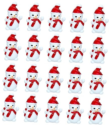 SAFIGLE 30er-Pack Mini-Schneemann-Ornamente, Weihnachtsdekoration, rustikale Winterdekoration, kleine Schneemann-Weihnachten, Schneeballfiguren, Mini-Ornamente