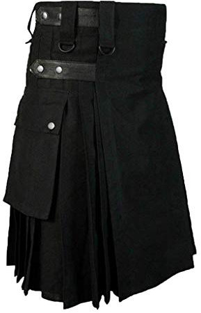 Steampunk Herren Rock Schottischer Kilt Männer Retro Rocke Kendo Röcke Herren Gothic Kleidung Mittelalter Renaissance Viktorianisches Vintage Skirt für Halloween Kostüm Karneval Cosplay Party
