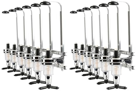 XUANYU Distributeur d'alcool pour 12 Bouteilles, Distributeur de Boissons pour Bar, Support Bar Distributeur Boissons Murale, Mesures Dosage 1,5 oz (43 ML) (Argent 12 Bouteilles)
