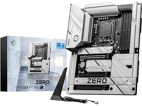 MSI Z790 Project Zero Carte mère, ATX à connecteurs arrière - pour processeur Intel de 14e, 13e ou 12e génération, LGA 1700 - VRM DrMOS 55A, DDR5 Memory Boost 7200+MHz/OC, PCIe 5.0 x16, 4 x M.2 Gen4,