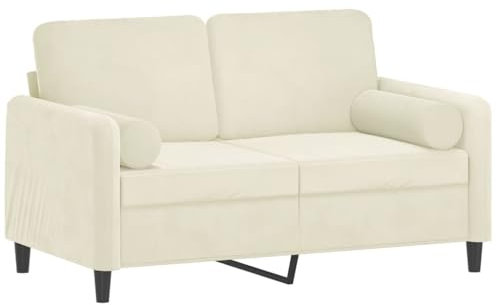 vidaXL 2-sitssoffa med prydnadskuddar gräddvit 120 cm sammet, 2-sitssoffa, tvåsitssoffa, 2 sitssoffa, 2-sitssoffor, tvåsitssoffor, 2 sitssoffor