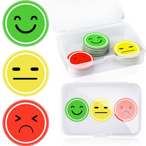 Paquet de 2.5cm 30 Aimant Tableau Magnetique Smiley Smiley Rond Aimant Rond Aimant Smiley Aimanté Tableau de Récompense Aimanté Humeur Tableau Frigo Cadeau pour Décole Bureau avec Boîte PP