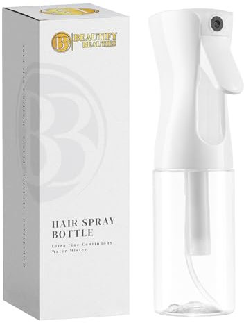 BeautifyBeauties Hair Spray Bottle – Ultra Fine Continuous Water Mister for Hairstyling, Cleaning, Plants, Misting & Skin Care (Clear, 6.8 Ounces)