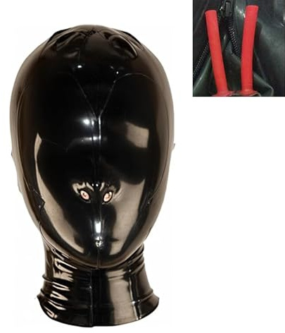 SALANSEX Sexy Full Face Maske Latex Sex mit Reißverschluss, Atemloch mit Nase, für Party, Cosplay, Urlaub