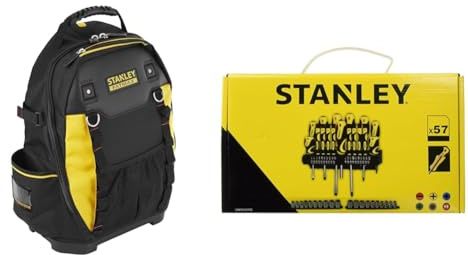 Stanley Fatmax 1-95-611 Zaino Porta Utensili, Nero, ‎36 x 46 x 21 cm 2 Kg & STANLEY STHT0-62143 Set 57 Pezzi Giraviti e Inserti e Chiavi a Bussola