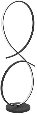 EGLO LED Stehlampe Serpins, geschwungene Stehleuchte | Standleuchte Wohnzimmer aus Metall in Schwarz, Wohnzimmerlampe mit Tritt-Schalter, warmweiß, 107 cm