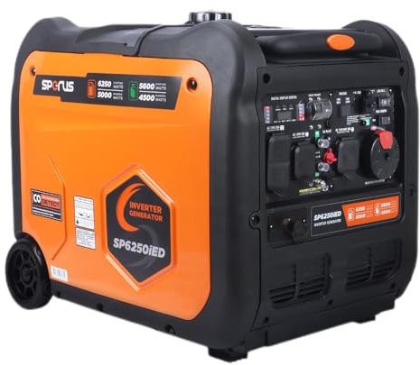6250 Watt Dual Fuel Inverter Generator, Electric Start, 120V 240V Full Power Output, Wheel & Handle Kit, for Tool/Homes/RV Ready, 5000W Portable super-quiet with Parallel Capability/CO/EPA