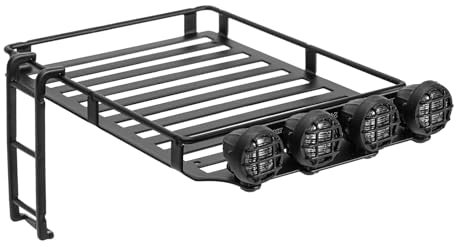 INJORA RC Roof Rack Luggage Carrier with LED Spotlights Ladder Accessories for TRX4M Body Shell 1/18 RC Crawler Upgrade