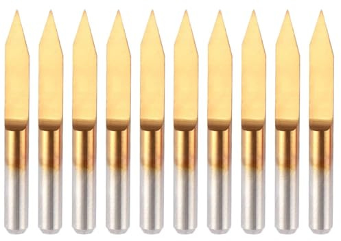 10 pezzi 30 gradi carburo PCB punte for incisione punta da 0,2 mm rivestimento in titanio V Groove router bit incisione punta 3,175 mm gambo conico a forma di V CNC router cutter